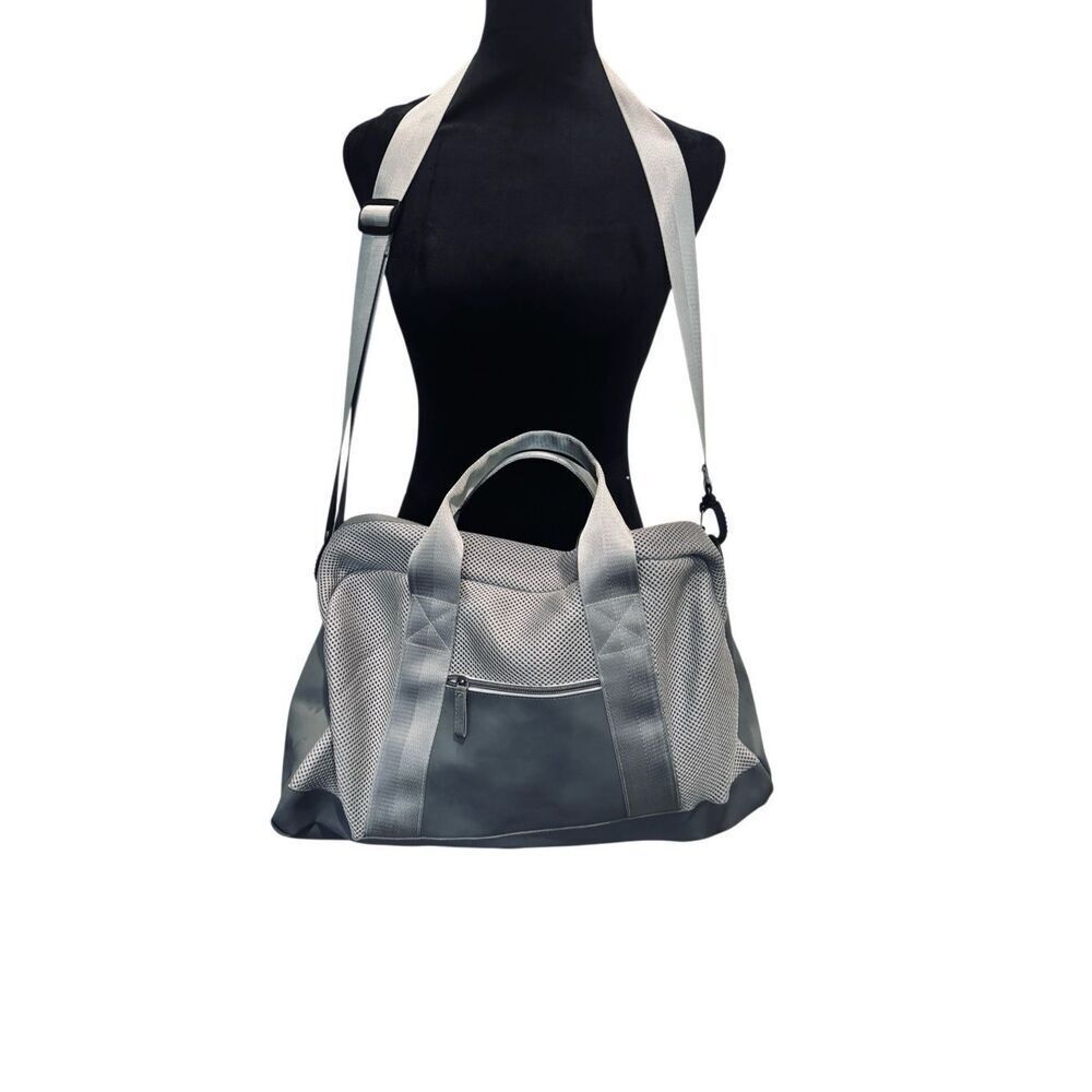 DSW Gray Mesh Duffel Bag Gym Travel Weekender Crossbody Lightweight